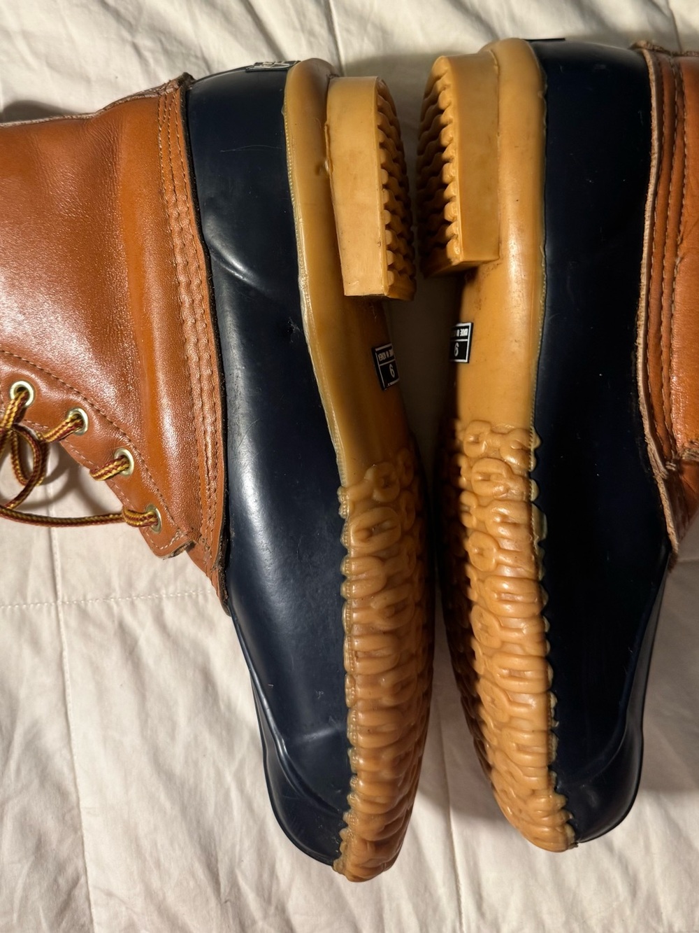 Vintage Land Rover Leather Duck Boots Size 9 Fleece Lined - Picture 9 of 13